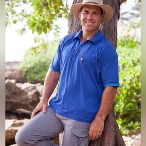 UV Skinz Sun Protection 1-2 zip Blue Men's Polo Shirt